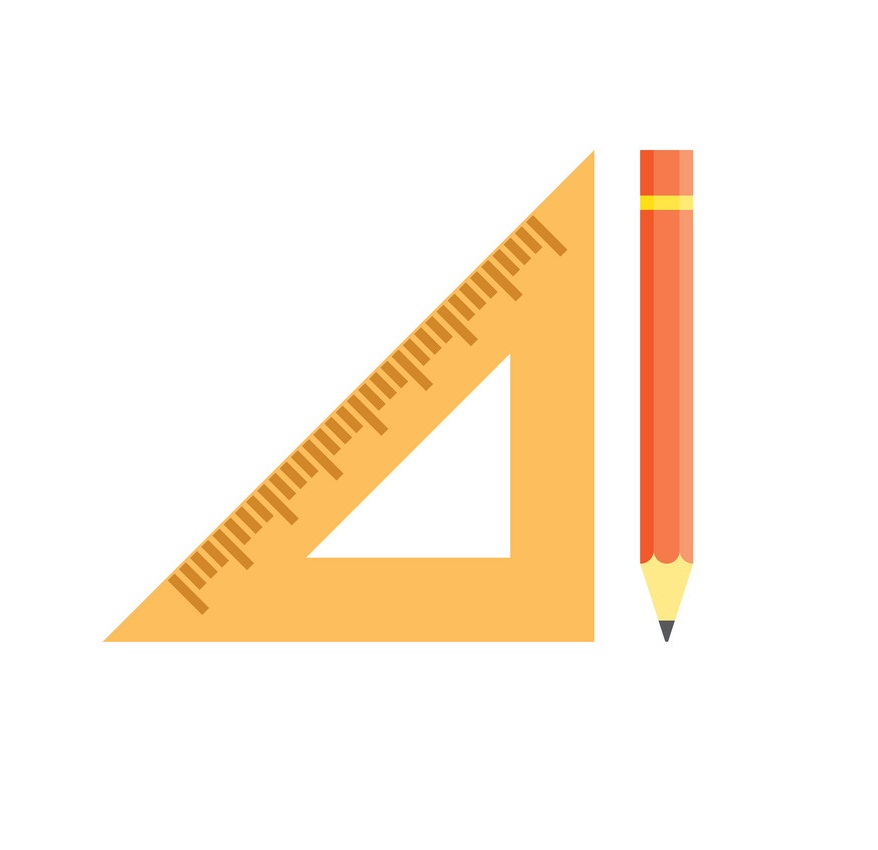 イラスト学校の三角定規と黄色の鉛筆