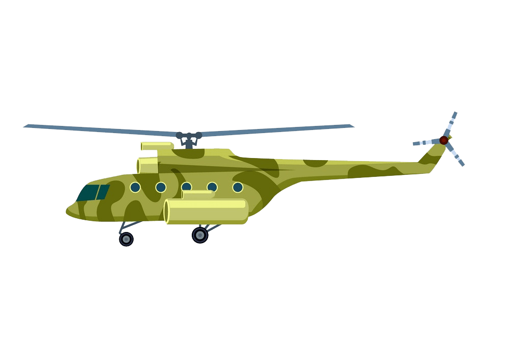 イラスト軍用ヘリコプターPNG透明