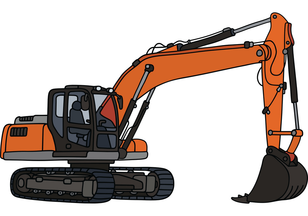 イラスト大きなオレンジ色の掘削機png イラスト