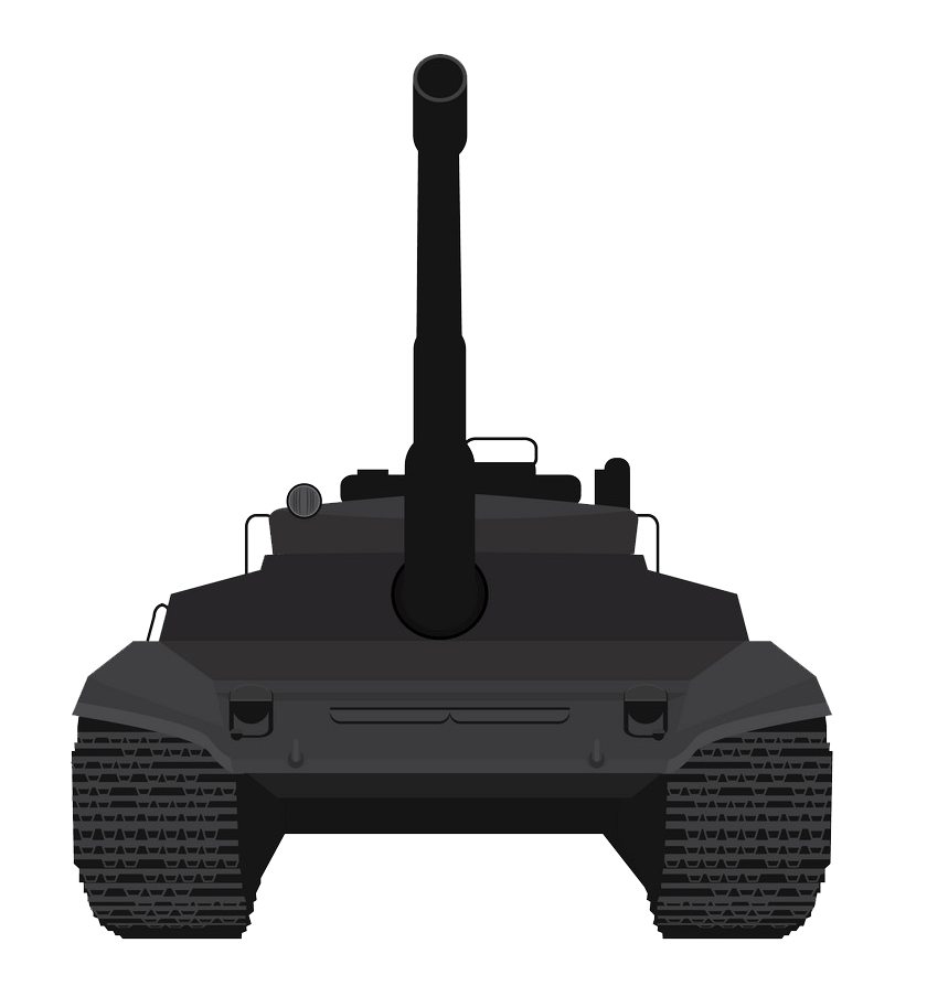 イラスト黒大きな軍用戦車のシルエット PNG 透明