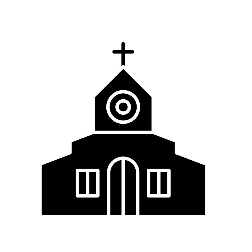 イラスト教会の黒いアイコンの記号