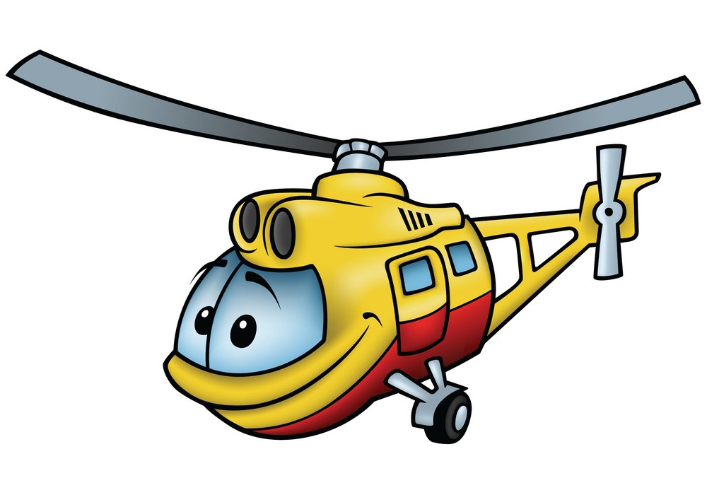 イラスト漫画黄色のヘリコプター