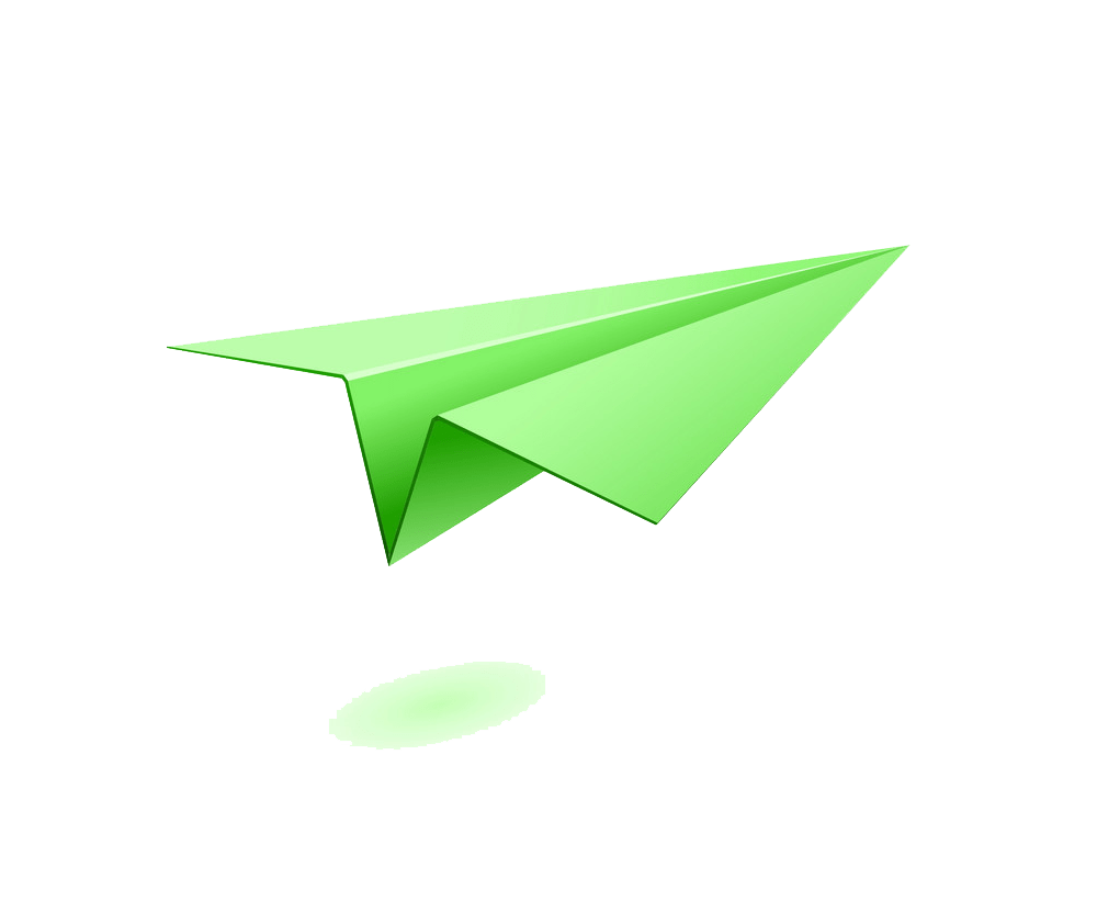 イラスト緑の紙飛行機png透明