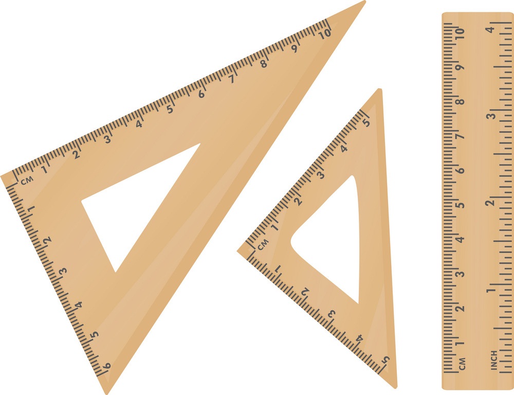 イラスト木造学校の三角形と定規