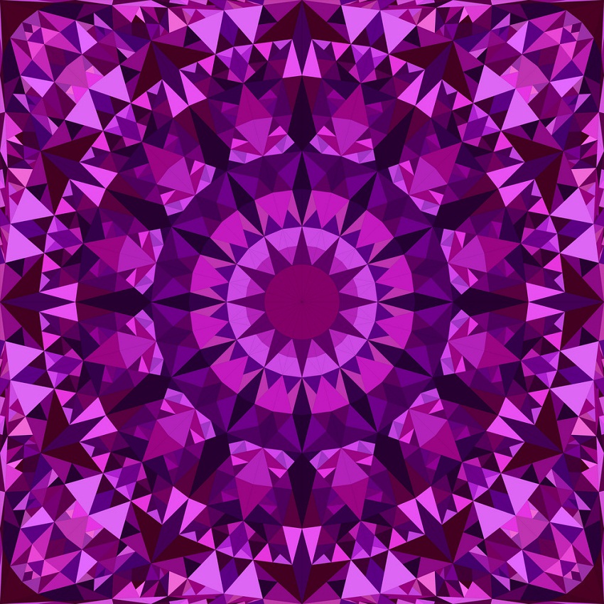 イラスト紫のシームレスな万華鏡のパターン