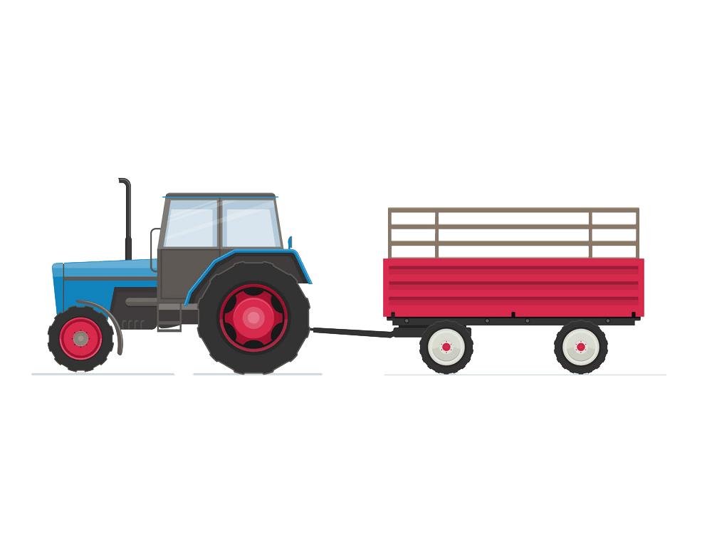 イラスト農場トラクターと赤いトレーラー PNG 透明 イラスト