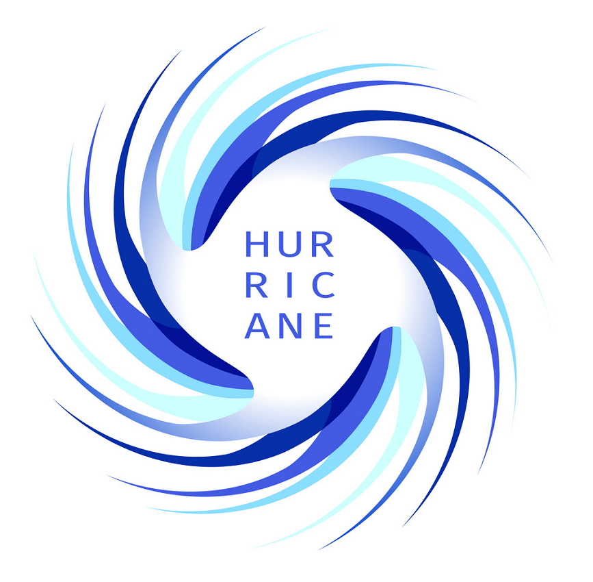 イラストの青いハリケーンのロゴ
