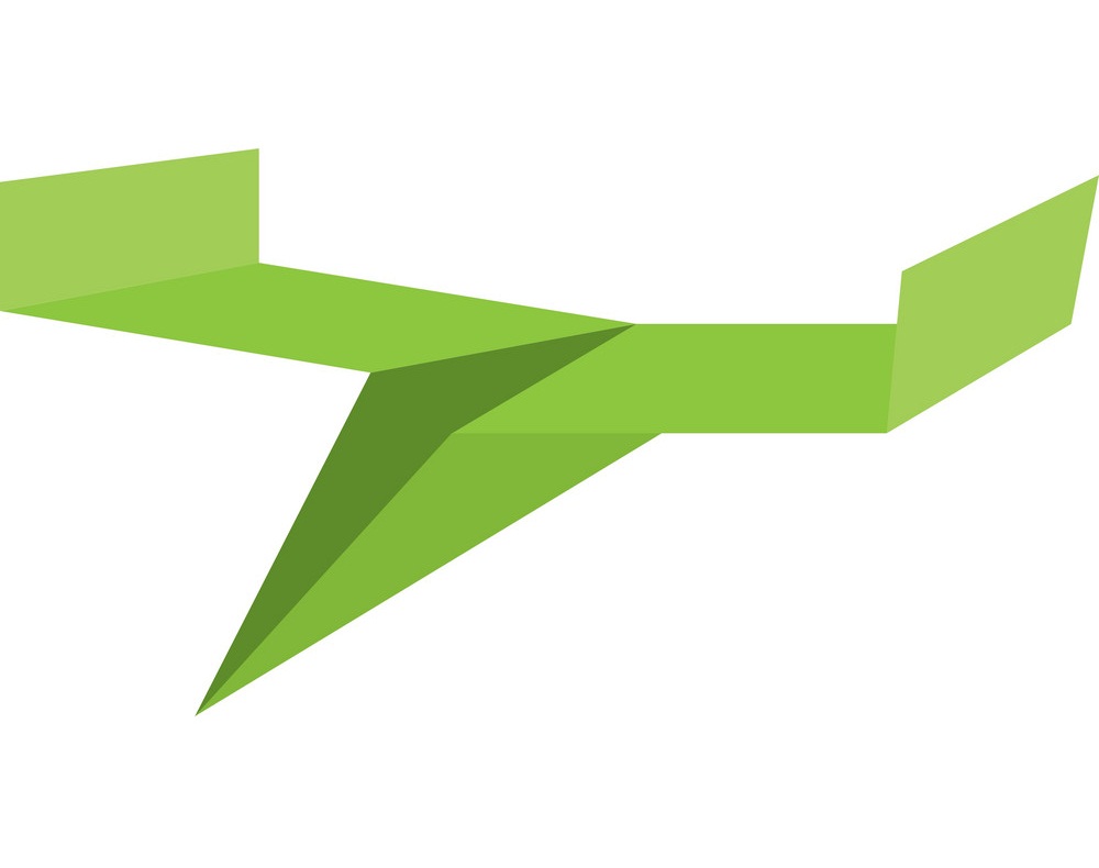 イラストの緑の紙飛行機