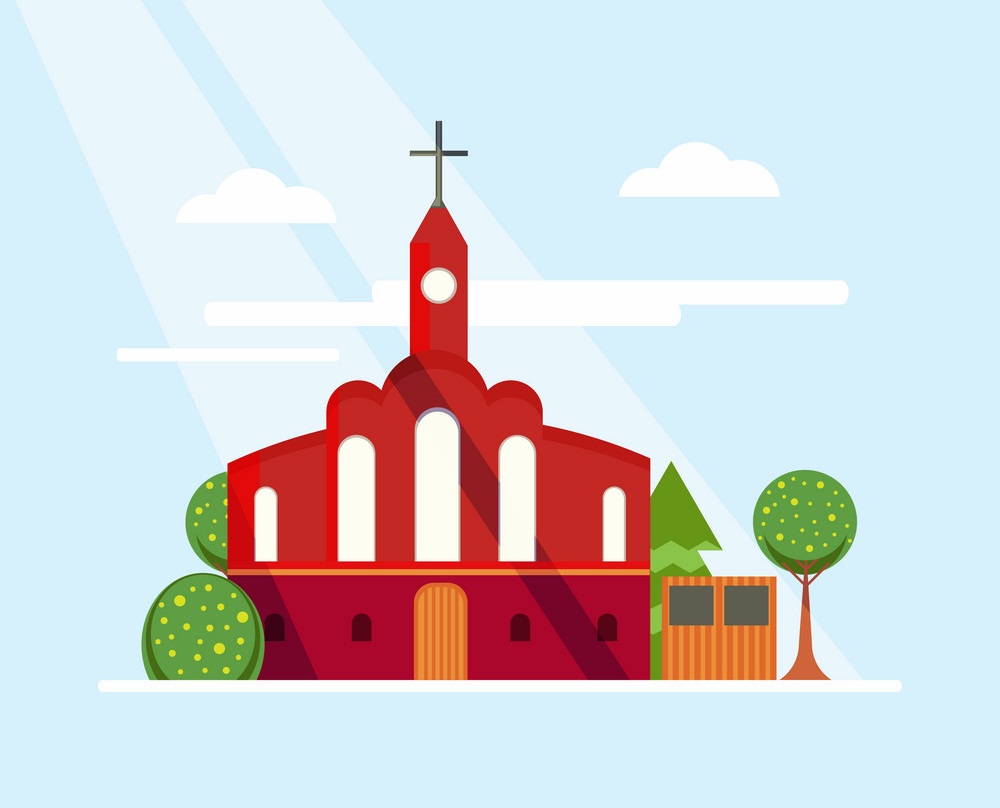 イラストフラットカラフルな教会のコンセプト