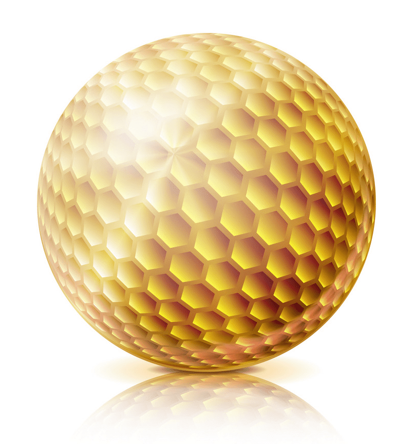 イラストゴールドゴルフボール3DリアルなPNG イラスト
