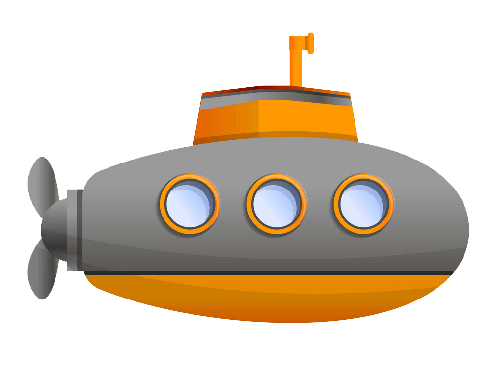 イラストグレーと黄色の潜水艦PNG透明 イラスト