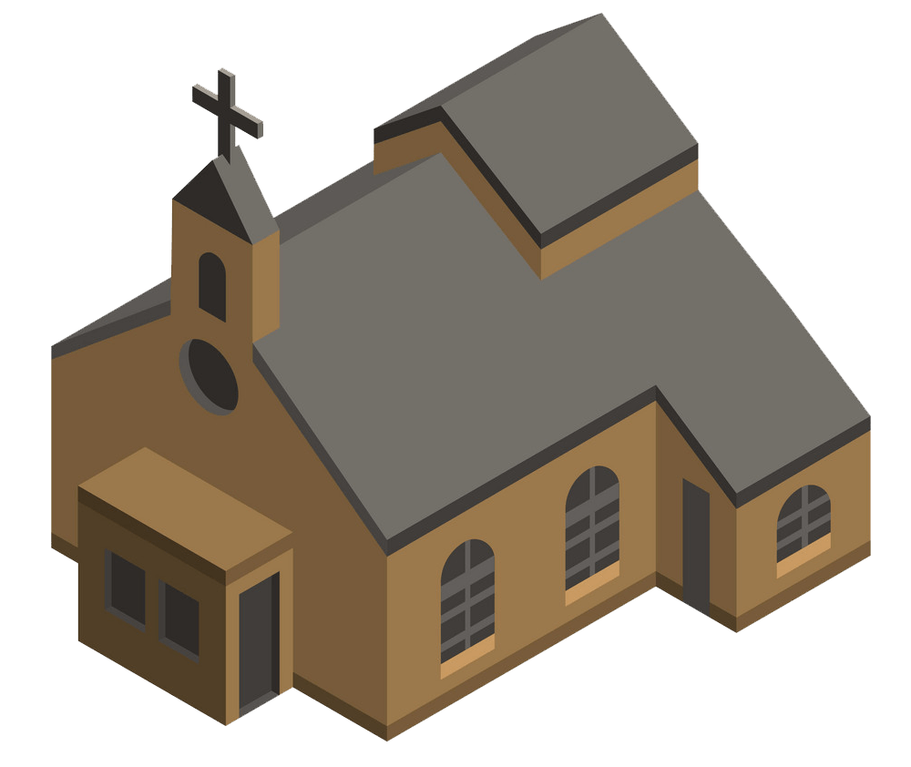イラストプロテスタント教会のアイコンアイソメ図スタイル PNG 透明 イラスト