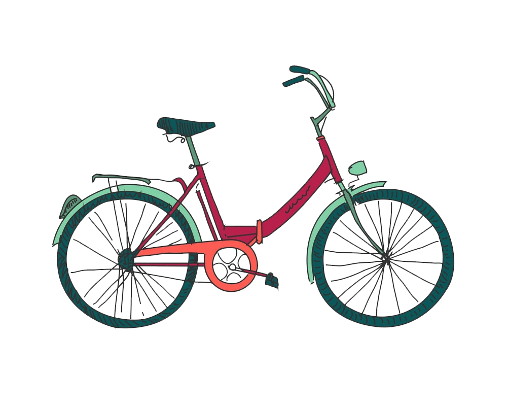 色の落書き自転車PNG透明イラスト