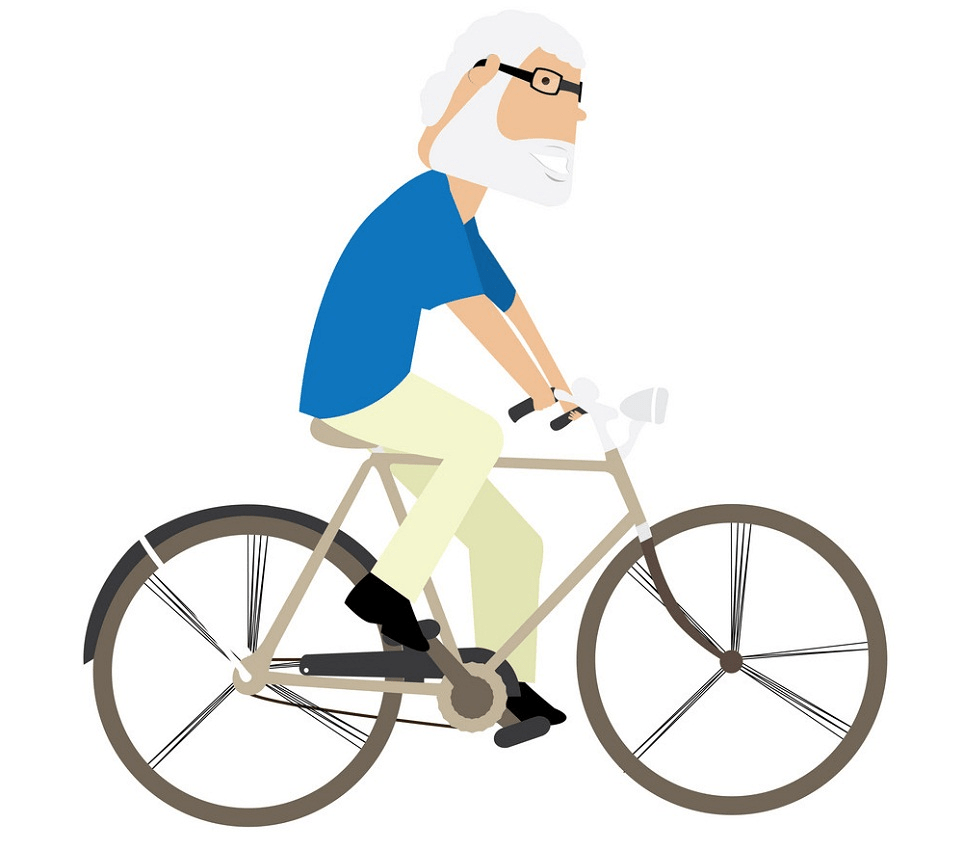 自転車に乗る老人のpngイラスト