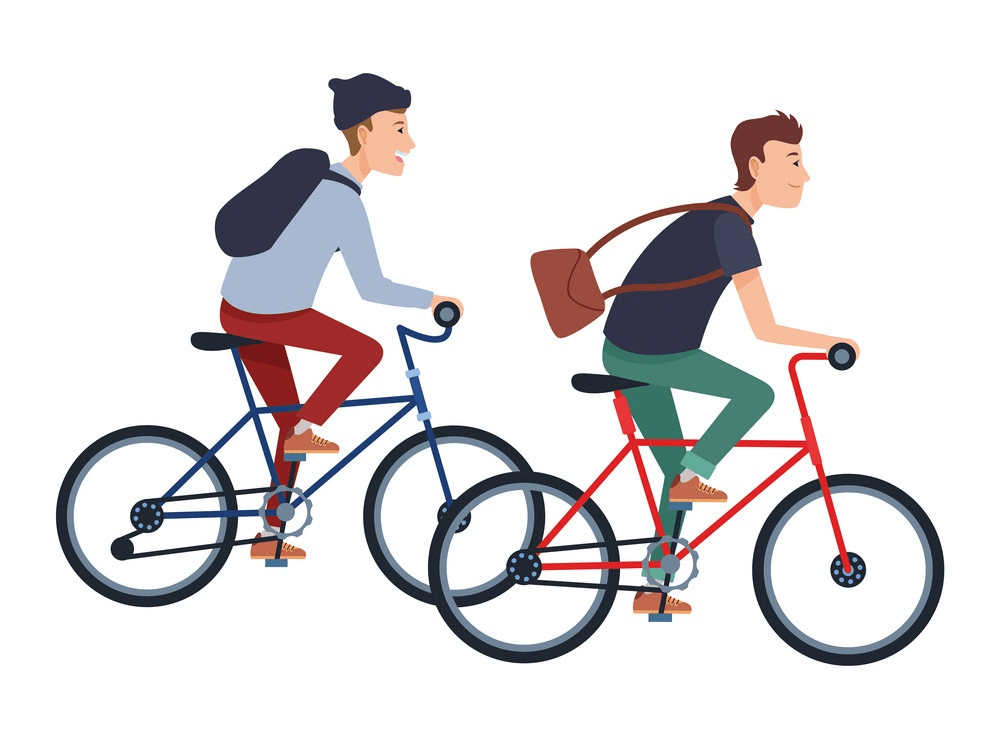 自転車に乗る若者たちのpngイラスト