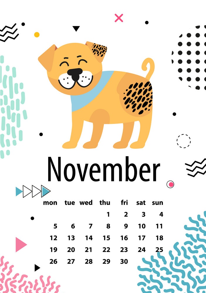 カレンダーの 11 月のページのイラスト
