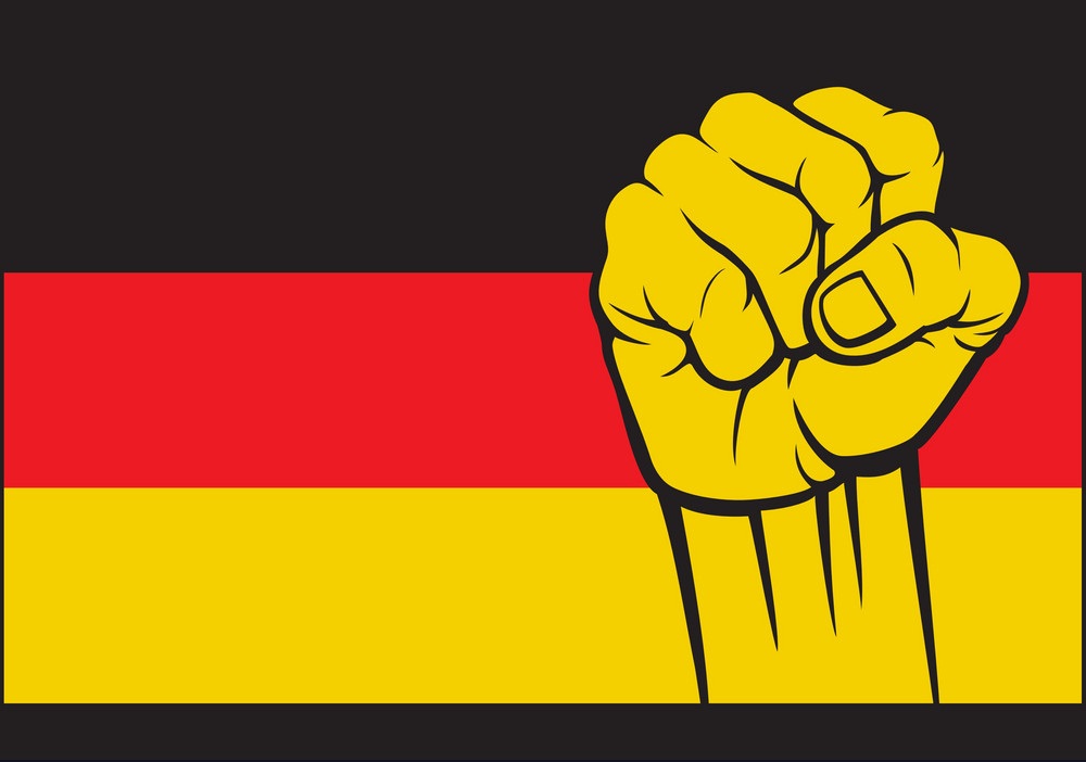 拳を持つドイツの国旗をイラストします