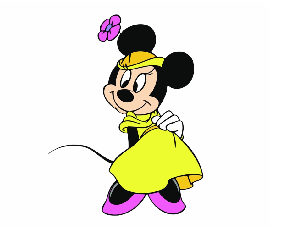 黄色いドレスを着たミニーマウスのイラスト PNG イラスト