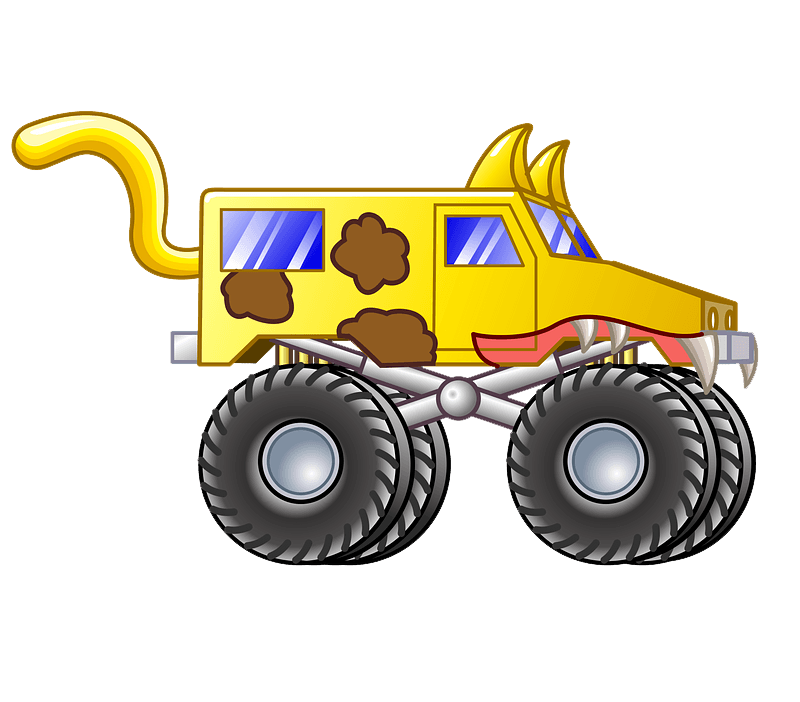 黄色い猫のモンスタートラックpng透明イラスト