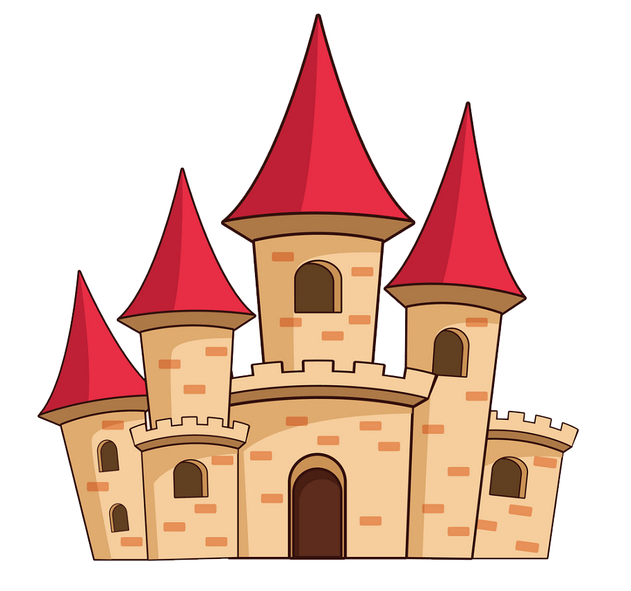大きな中世の城の透明なイラスト