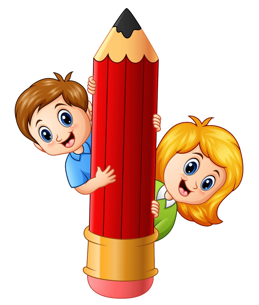 大きな鉛筆を持つ子供のイラストpng イラスト