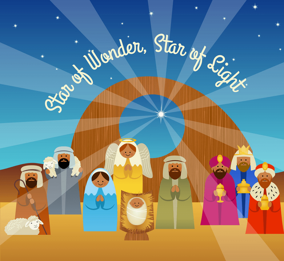 キリスト降誕のシーンのクリスマスカードのイラストpng イラスト