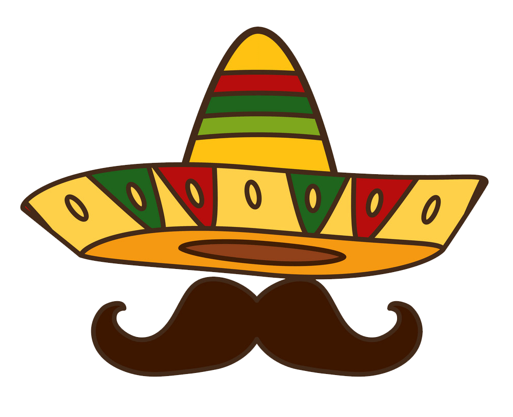 口ひげのあるメキシカンハットのイラストpng透明 イラスト