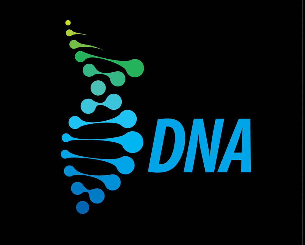 黒の背景にイラストのロゴ DNA PNG イラスト