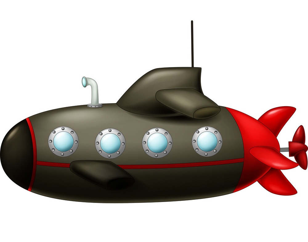黒と赤の潜水艦をイラストします