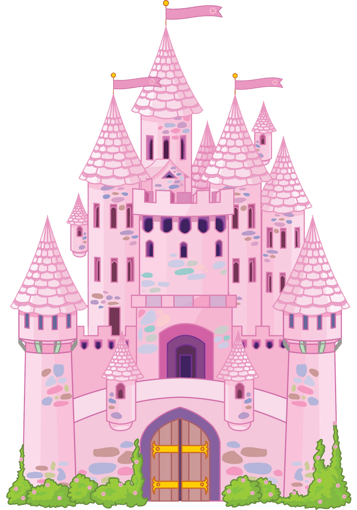 魔法のピンクの城の透明イラスト