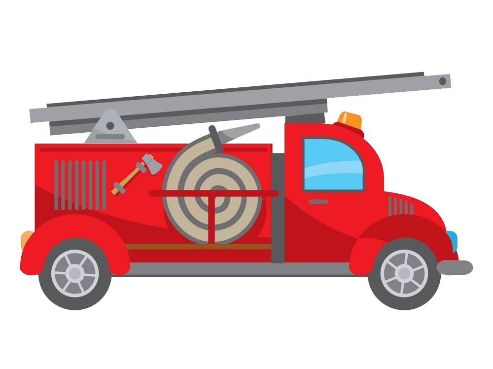 漫画の消防車のイラスト PNG 透明 イラスト