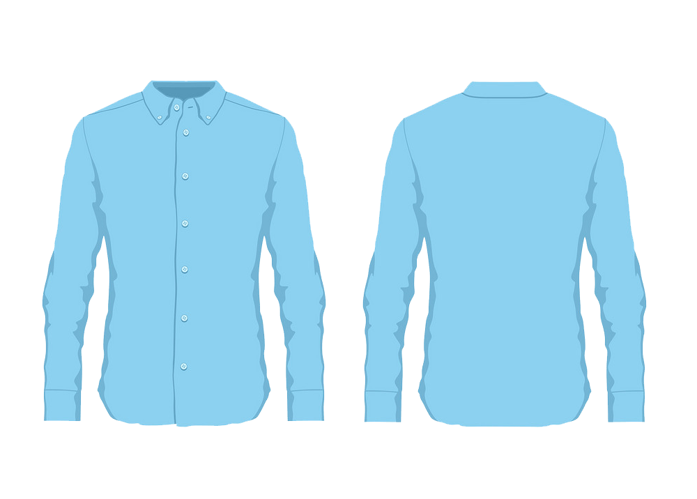 メンズの青いドレスシャツのイラストpng透明 イラスト