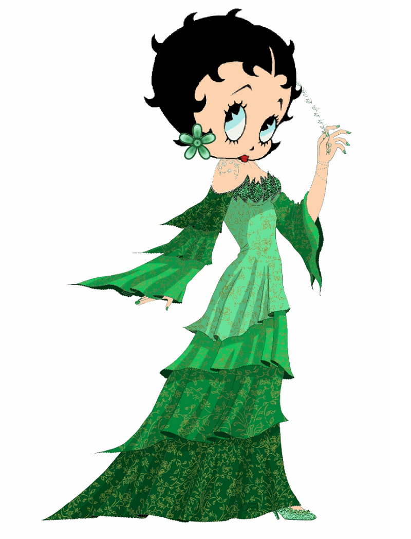 緑のドレスを着たベティ・ブープのイラストpng