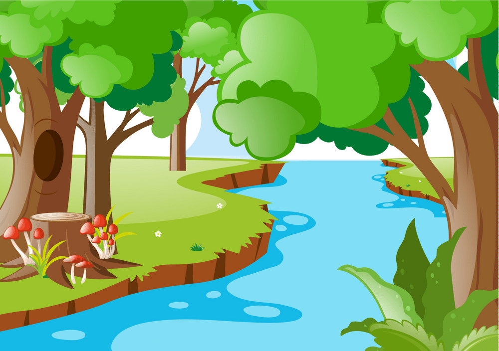 森の中の小さな川のイラストpng イラスト