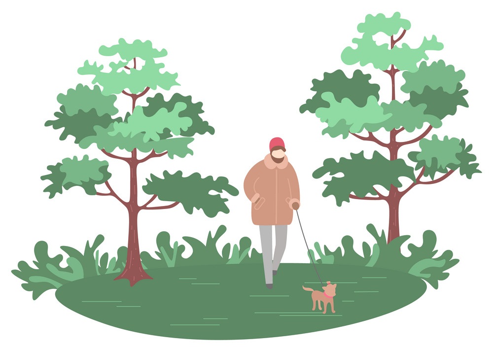 森の中を歩いている男のイラスト イラスト