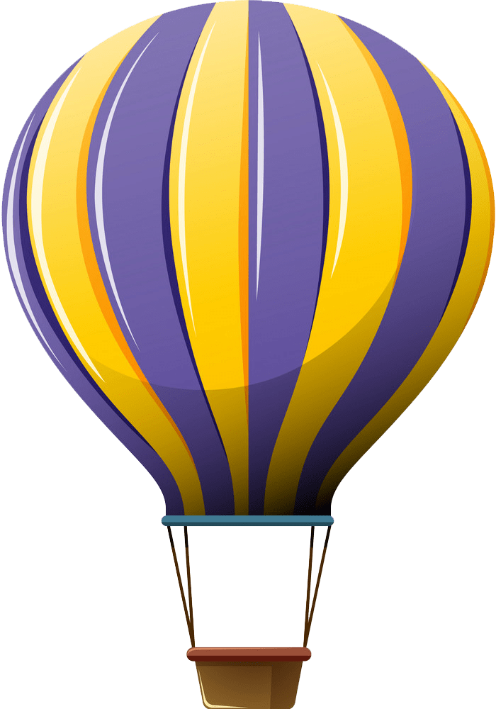 紫と黄色の熱気球のイラスト PNG 無料