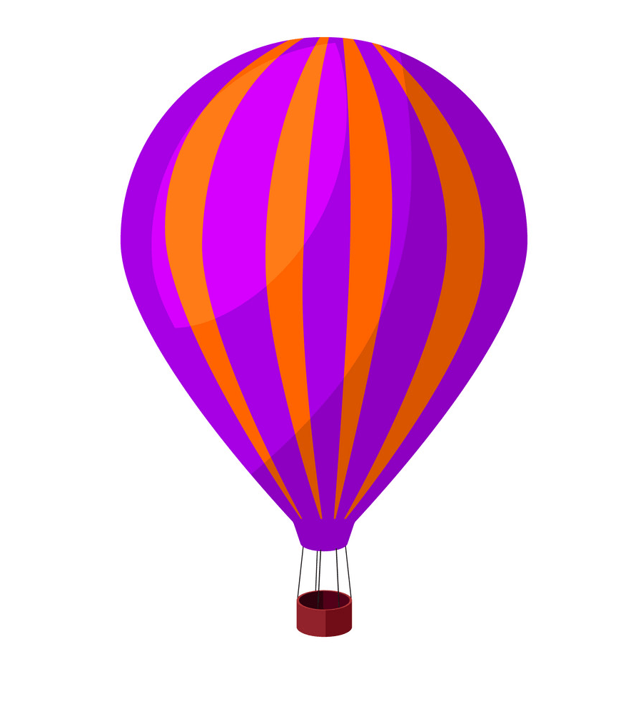 紫とオレンジの熱気球のイラストpng