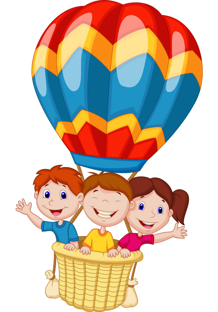 熱気球pngで幸せな子供たちのイラスト 2