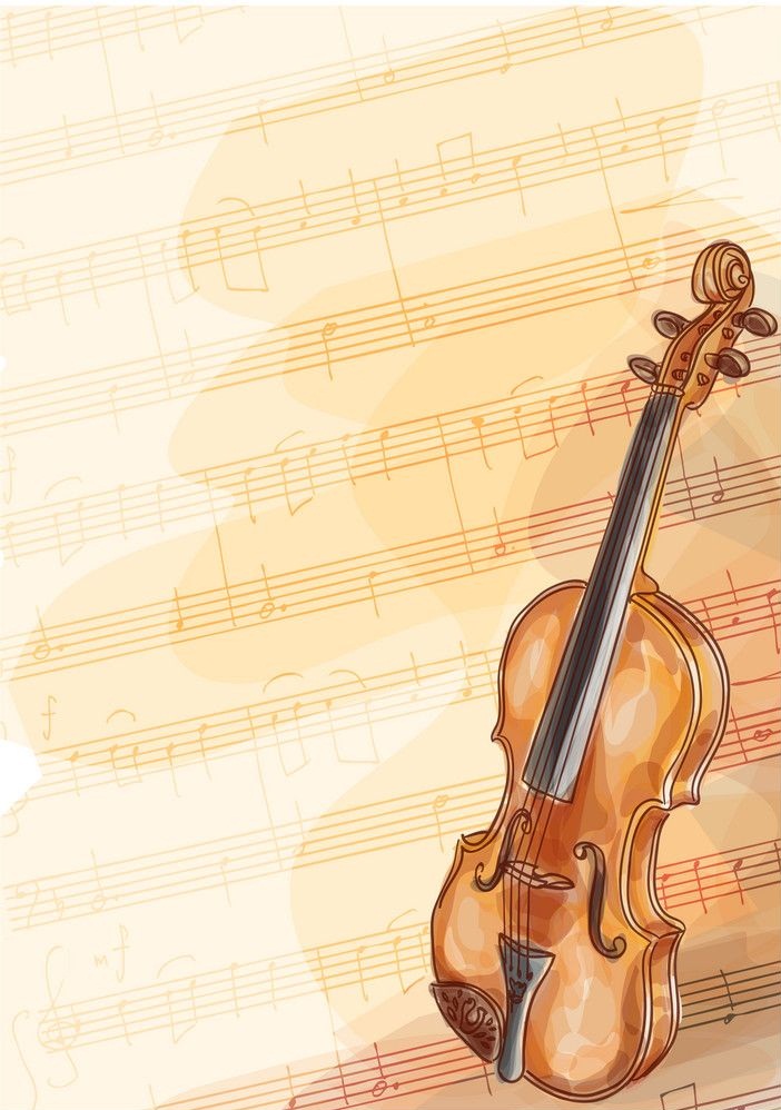 音楽の背景にヴァイオリンのイラスト