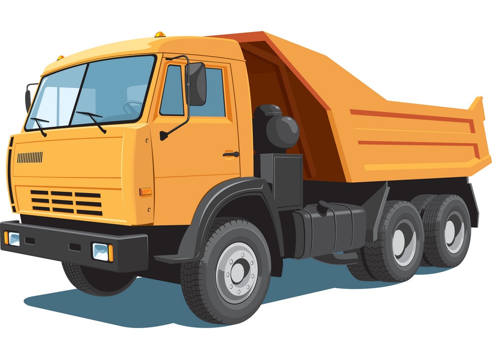 オレンジ色のダンプトラックのイラスト イラスト