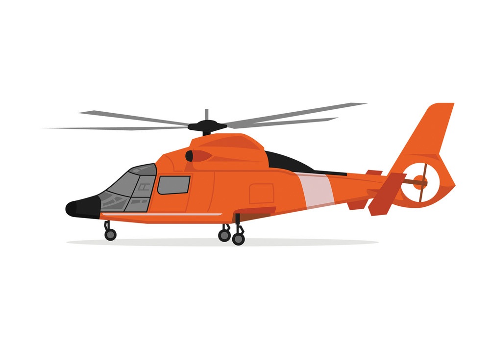 オレンジ色のヘリコプターのイラスト