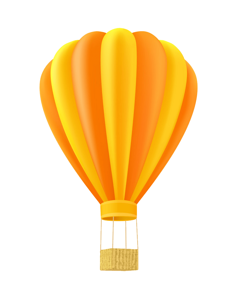 オレンジと黄色の熱気球のイラスト png