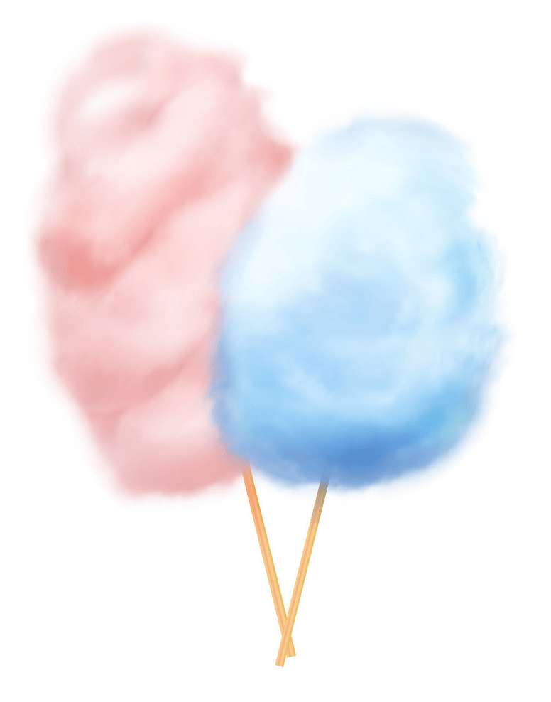 ピンクとブルーの綿菓子のイラスト