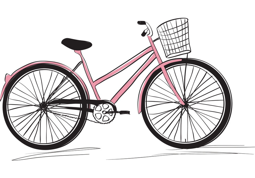 レディースピンク自転車イラスト
