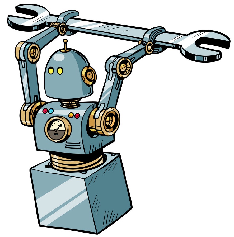 レンチを持ったロボットのイラスト イラスト