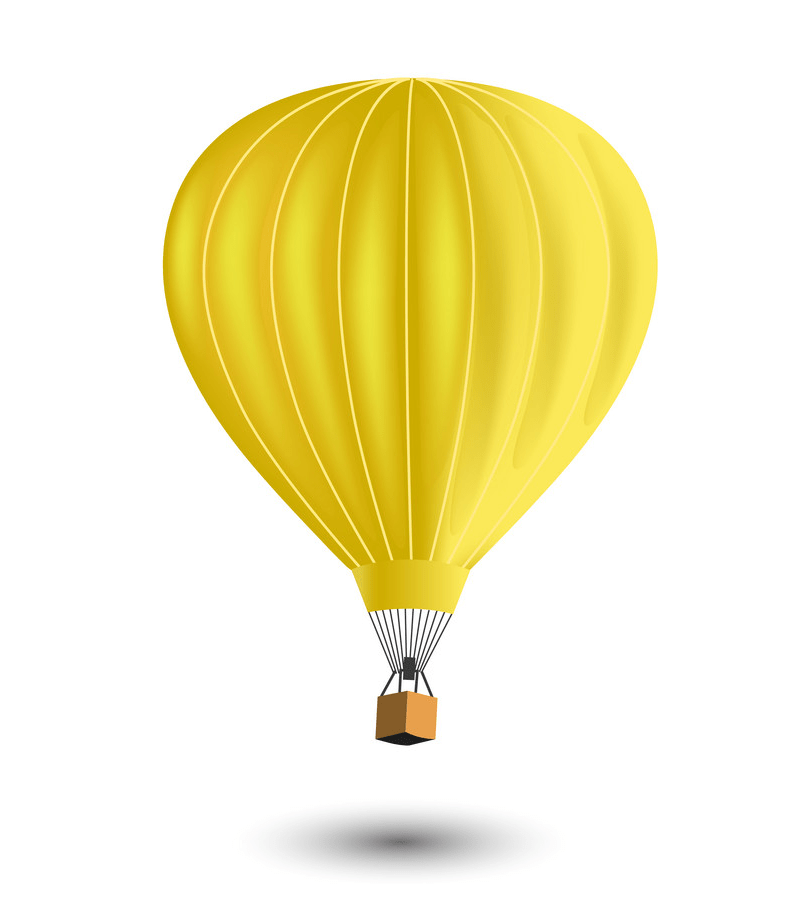 リアルな黄色の熱気球のイラスト PNG イラスト