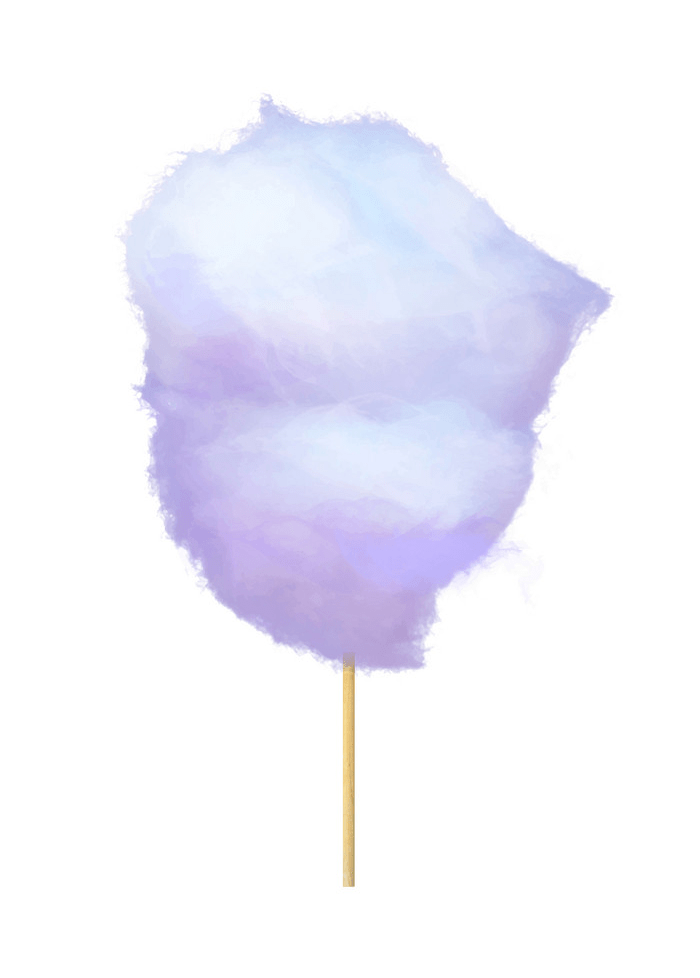 リアルな紫色の綿菓子のイラスト