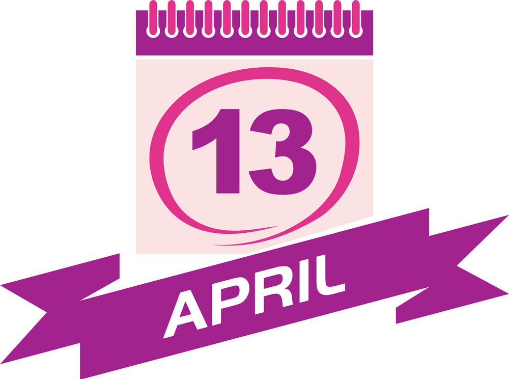 リボン付きの4月13日カレンダーのイラストpng