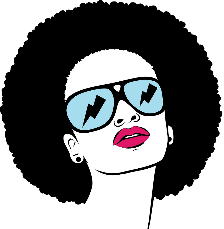 サングラスをかけたアフロ女性のイラストpng イラスト