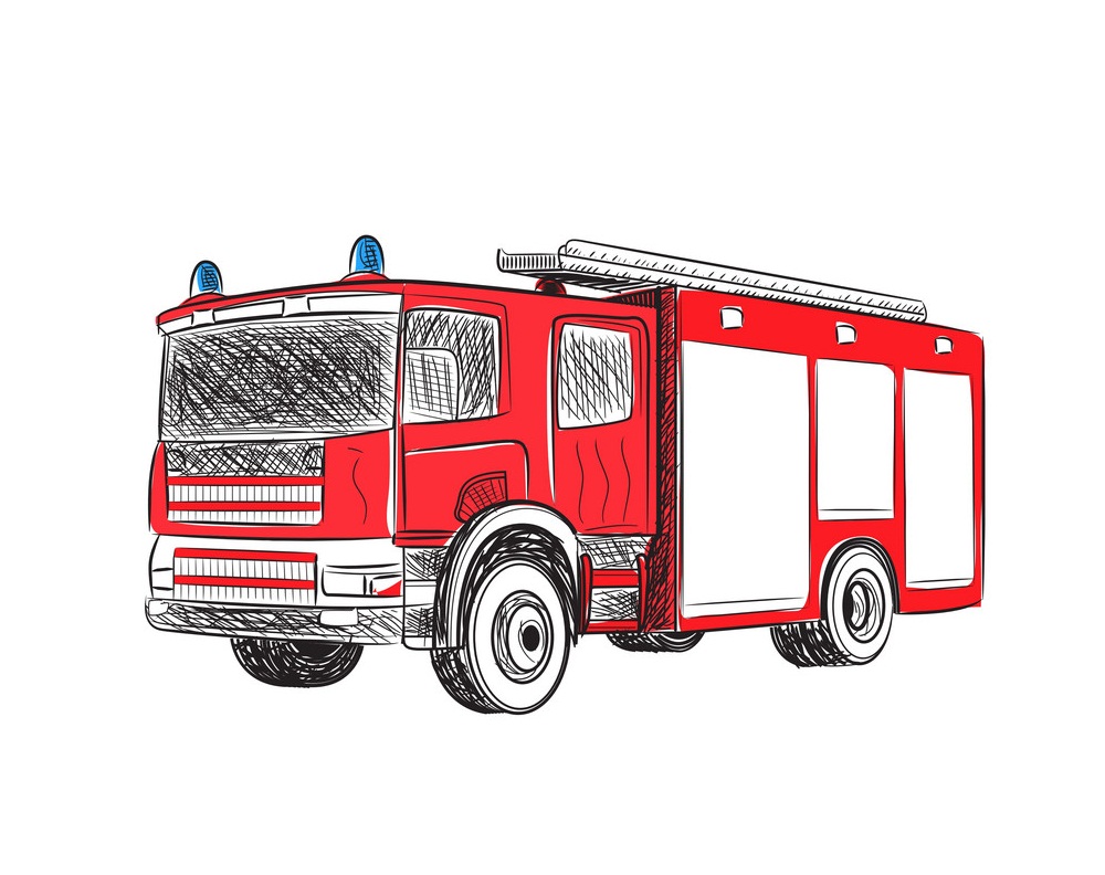 消防車のスケッチのイラスト イラスト